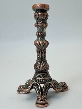 Ornate Metal Dollhouse Miniature Candlestick Holder 2" Copper Finish Claw Feet